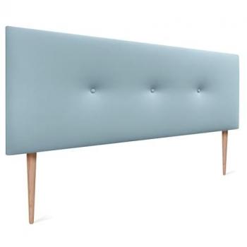 Cabecero de Polipiel Acolchado Liso con Botones y Patas 150x105cm - Celeste Moderno para Cama dormitorio lujo