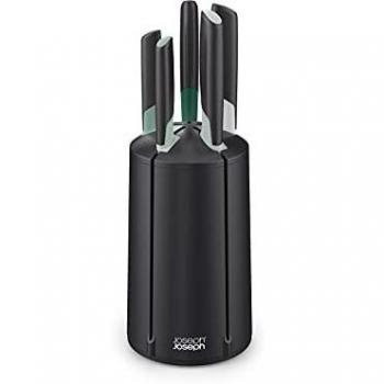Juego de 5 cuchillos con soporte giratorio Joseph Joseph Elevate Verde, cuchillos ergonómicos de acero inoxidable