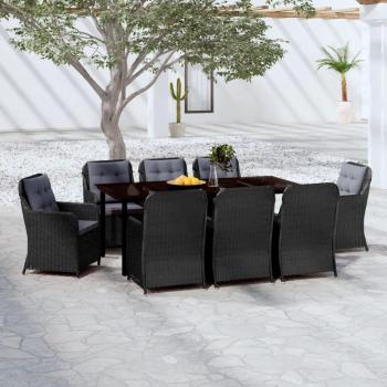 vidaXL 9-Piece Black Garden Dining Set