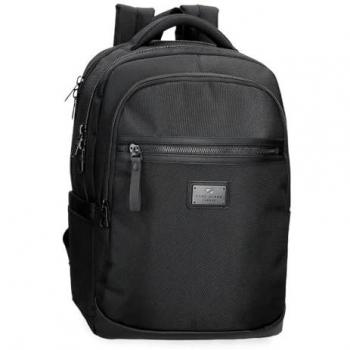 Pepe Jeans Blackmore 18L Unisex Laptop Backpack with Faux Leather Details, Black