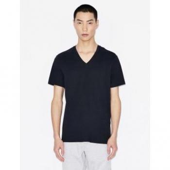 Camiseta Lisa marino Armani Exchange para hombre con cuello en pico