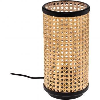 Lámpara de mesa Lindby Yaelle, 30 cm de altura, ratán, negro, E27, tradicional en marrón hecho de madera e.o. para salón y comedor (1 llama)