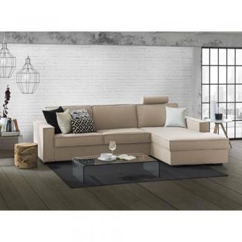 Sofá cama de esquina Adelia, 100% Made in Italy, apertura giratoria, península contenedor derecha, reposabrazos delgados, 260x95x90 cm