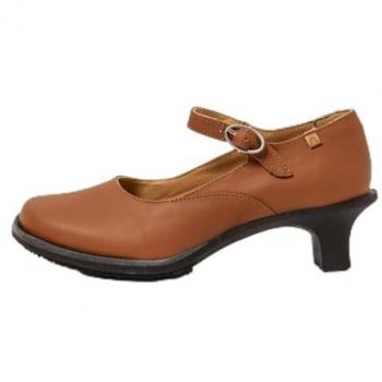 Zapatos de piel para mujer El Naturalista N5996 marrón con tacón de 3 a 5 cm y hebilla, casual, plataforma Toffee