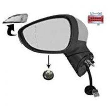 Espejo retrovisor VAN WEZEL 1808827 con ajuste eléctrico, carcasa negra, cristal convexo y diseño OEM