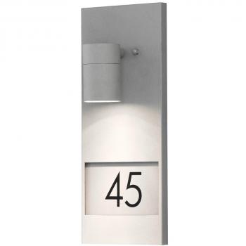 Konstsmide Modena 7655-300 - Número de casa con luz 16 x 11 x 41 cm, 1 x 35 W, IP44, Aluminio Lacado, Color Gris