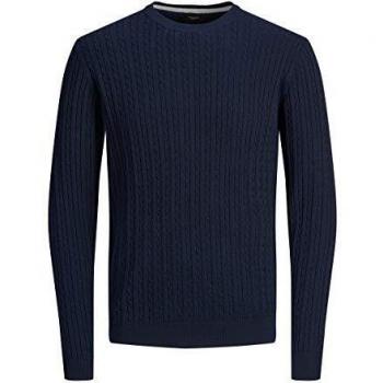 JACK & JONES Jersey de punto para hombre de poliéster reciclado., Azul marítimo., M