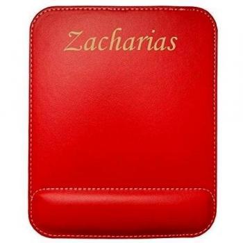 Almohadilla de cuero sintético de ratón personalizado con el texto: Zacharias