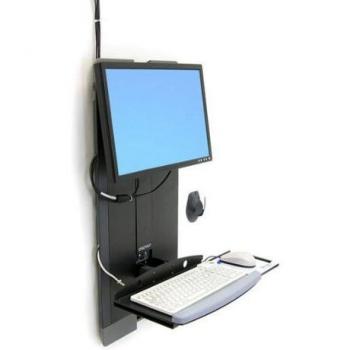 Soporte de pared Ergotron StyleView Vertical Lift para áreas de alto tráfico de 61 cm (24 pulgadas) en color negro