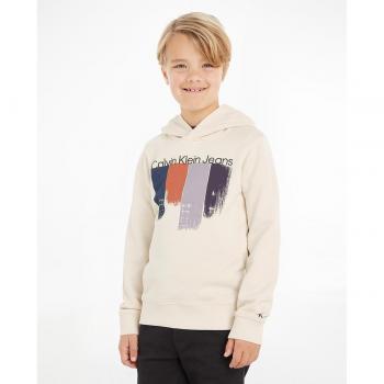 Calvin Klein - Sudadera de niño marfil con capucha