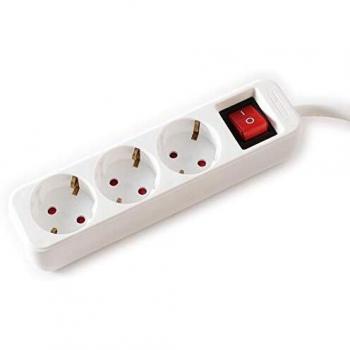 Value Regleta de enchufes de 3 Hojas con Interruptor, Blanco, 6 m