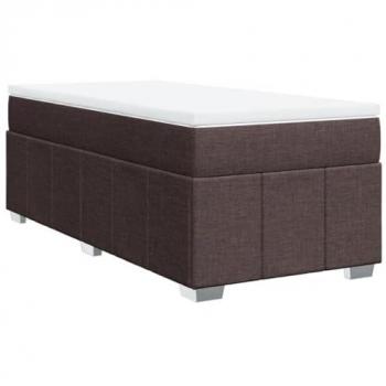Cama box spring con colchón tela marrón oscuro 80x200 cm