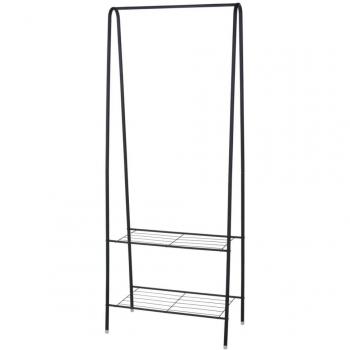 Perchero con 2 baldas de metal, dimensiones 61x34x152 cm