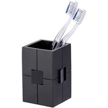 Wenko 21706100 0 Houston para cepillos de dientes, plástico - polirresina, 7,4 x 10,7 x 7,4 cm, negro