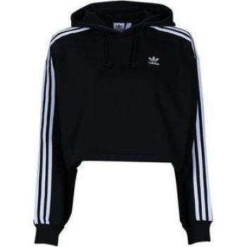 Adidas Women's Black Crop Hoodie - Short Sleeve Sweatshirt
