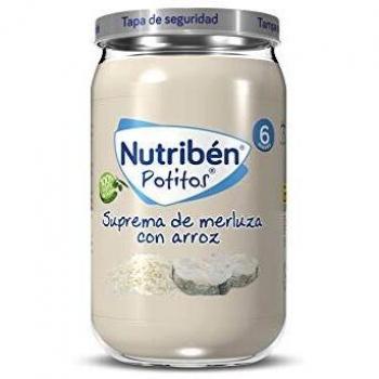 Nutribén Potitos Suprema de Merluza con Arroz Desde los 6 Meses, Pescado, Pack de 1