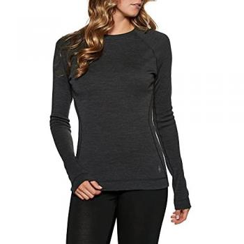 Smartwool Camiseta de Manga Larga Merino 250 Crew para Mujer, Térmica, Carbón Jaspeado, XS