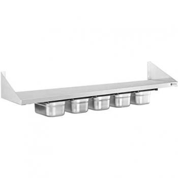 Estante para Especias de Acero Inoxidable Montado en Pared con 5 Contenedores GN 1/4 - 120 cm