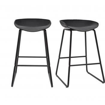 Miliboo - Taburetes de bar modernos negros con patas en metal 65 cm (lote de 2) PEBBLE