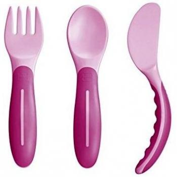 Conjunto de Utensilios para Bebé MAM, 3 Piezas, Color Rosa