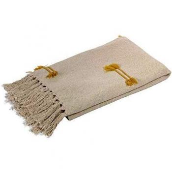 Kave Home - Manta Caitlin 100% algodón Beige y Mostaza 130 x 170 cm