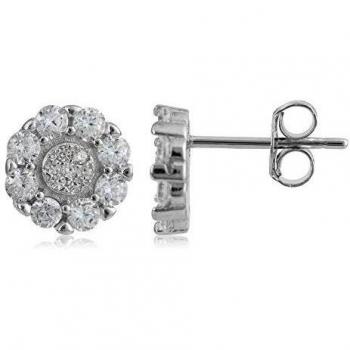 Córdoba Jewels | Pendientes en plata de ley 925 con zirconitas con diseño Flor Zirconium