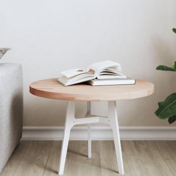 Mesa redonda de madera maciza de haya Ø 50x2,5 cm Marrón