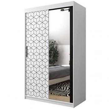 Armario Corredero Hartford 287 Blanco 120x200x62cm con Espejo y 4 Estantes