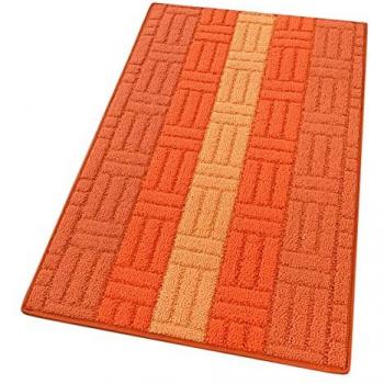 Alfombra de Cocina 3D Naranja Bordada Absorbente Antideslizante 57x240 cm Made in Italy