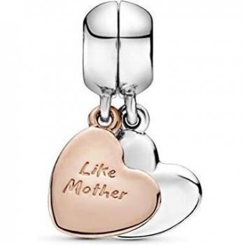 Pandora Mother and Daughter Heart Charm - Sterling Silver and 14K Rose Gold