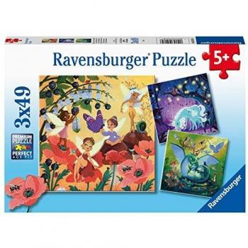 Puzzle Infantil Ravensburger 3x49 Piezas - Unicornios, Dragones y Hadas