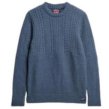 Superdry Men's Jacob Cable Knit Sweater Denim Blue XL