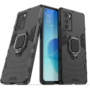 Funda Magnética Con Anillo Para Móvil Oppo Reno 6 Pro - Carcasa Magnética con Anillo Imán Antigolpes Resistente Rígida Dura [Tecnología de Absorción de Golpes] Soporte para