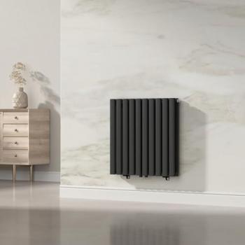 Radiador de panel Nore de diseño doble capa tubular 60x60 cm - Negro