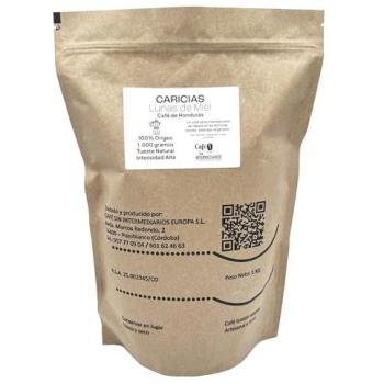 Café Sin Intermediarios - Caricias Café Honduras - Tostado Semanal - Envasado al envío - Alta Intensidad de Sabor - Ideal para Café con Leche Vegetal y Cafetera Italiana Moka 1Kg