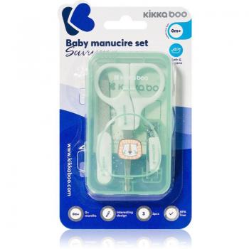 Set de Manicura para Bebés Savanna Menta - Kit completo para el cuidado del bebé que incluye tijeras, cortaúñas, lima y pinzas, diseñado en un color menta suave y ergonómico para mayor comodidad