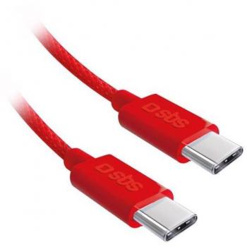 Cabo USB-C 2.0 de Tela Rojo 1,5 m con Soporte para Cable - 60W