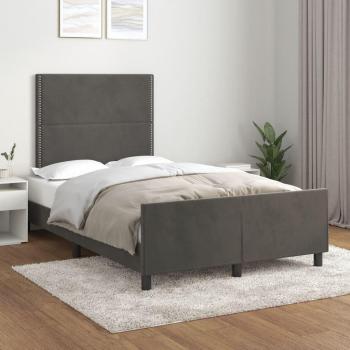 Cama solar sin colchón terciopelo gris oscuro 120x200 cm con estructura cama y cabecero en terciopelo gris oscuro