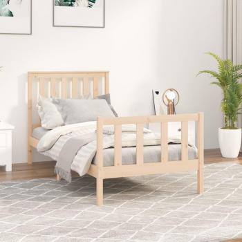 Estructura de Cama 100x200 cm con Cabecero de Madera Maciza de Pino