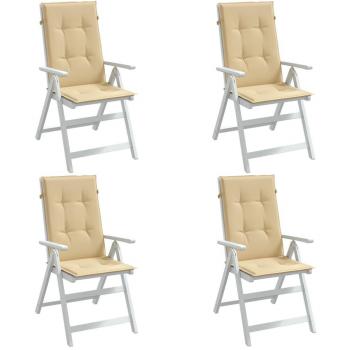 Cojines para silla respaldo alto 4 uds tela antracita melange, gris claro melange, gris oscuro melange y beige melange 120x50x4cm