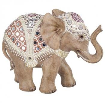 Figura de Elefante Marrón Etnico de Resina 19x7x28cm - Signes Grimalt