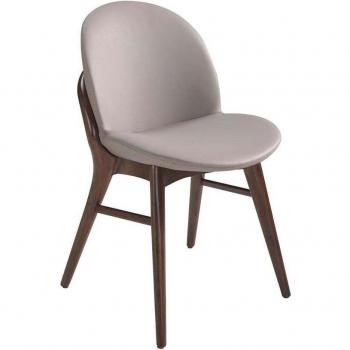 Silla comedor ANGEL CERDÁ 4107C tapizada en polipiel color Visón con estructura de fresno color nogal, dimensiones 47 x 59 x 81 cm