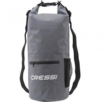 Cressi Bolsa Estanca PVC con Cremallera 10L, Impermeable, Multiuso, Color Gris Oscuro, incluye bolsillo con cremallera y portabotellas
