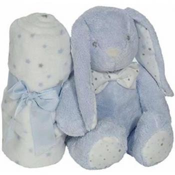 Interbaby - Set de Manta Polar y Peluche Lapin, Azul