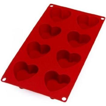 Lékué Multicavidad Rojo Molde Gourmet CORAZÓN 8 CAV, Silicona, 8 cavidades