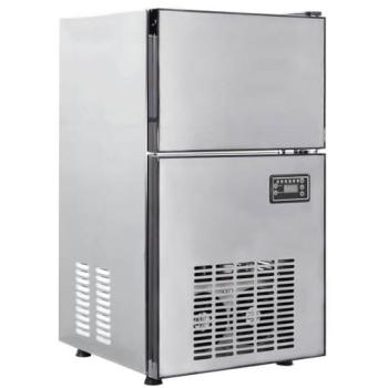 Fabricador de Cubos de Hielo Plateado con Puerta 43 x 40 x 71 cm Acero Inoxidable, Diseño Rectangular, Estilo Moderno, Tecnología de Refrigeración Integrada, Materiales Duraderos