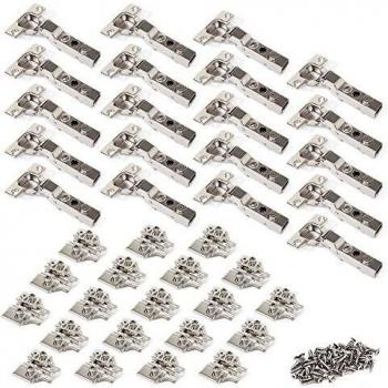 Emuca 1011707 Pack de 20 bisagras de cazoleta Ø35mm 100° cierre suave para puerta semi-solapada y suplementos Euro con regulación excéntrica