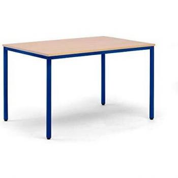 Mesa Multiusos Eurokraft Basic 720x1200 mm, Tablero Decoración Haya, Estructura Azul Enzian