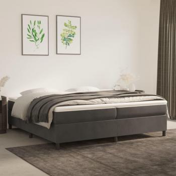Cama solar box spring terciopelo gris oscuro 200x200 cm