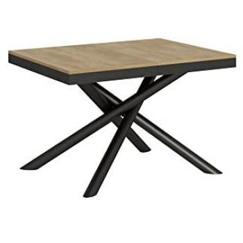 Mesa extensible Famas Evolution 90x120/224 cm Roble Natural con estructura Antracita